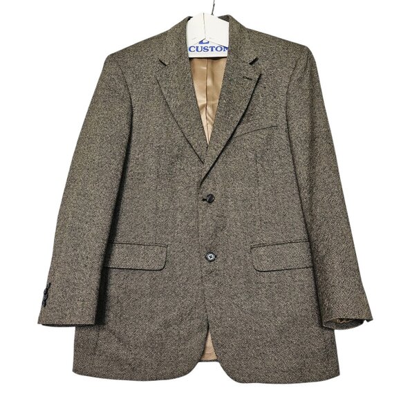 Lands' End Other - Lands'End 100% Lambswool Men's Tweet Blazer SZ 40R Black/Beige Sport Coat Preppy